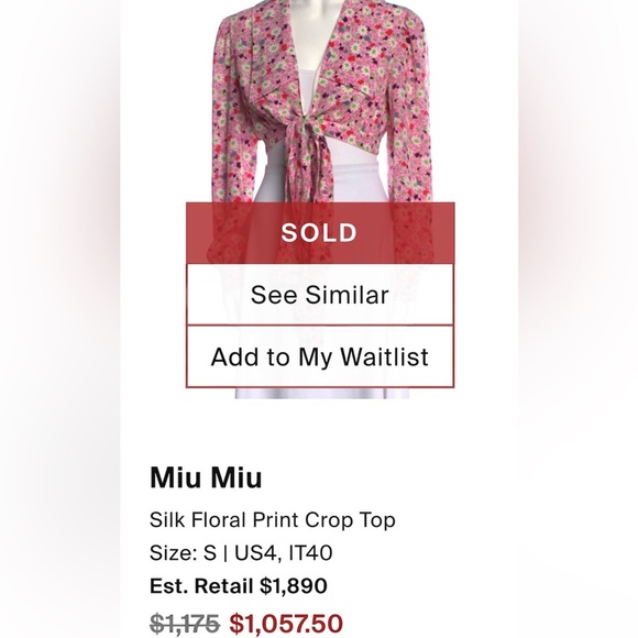 Miu Miu vintage 70’s Pink and White green Floral silk cropped blouse - Picture 11 of 16